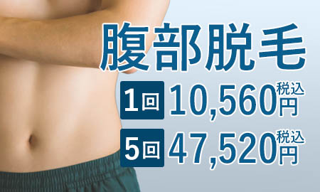 腹部脱毛：1回10,560円、5回47,520円